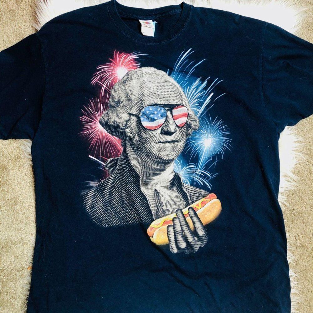 4th of July USA Firework Graphic Novelty Shirt Mens‎ XL